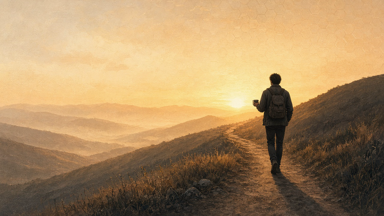 Walking a quiet path toward sunrise, becoming someone dependable one small choice at a time